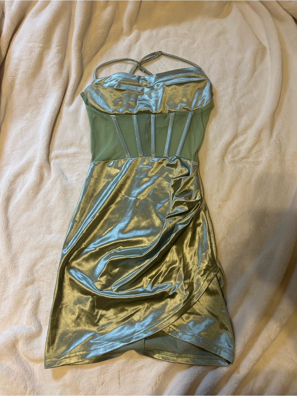 green mini dress